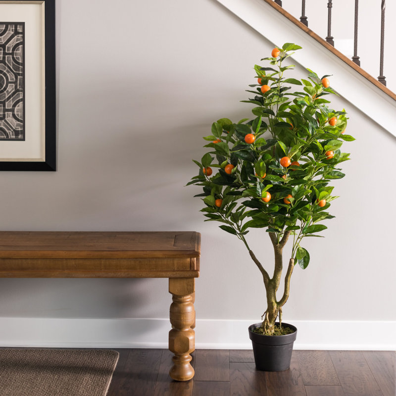 48" Artificial Green and Orange Real Touch Orange Tree