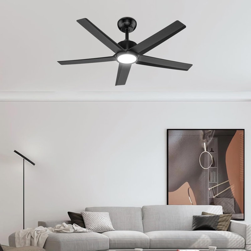 Ventilateur de plafond standard 44 po avec lumière DEL noire, Noir