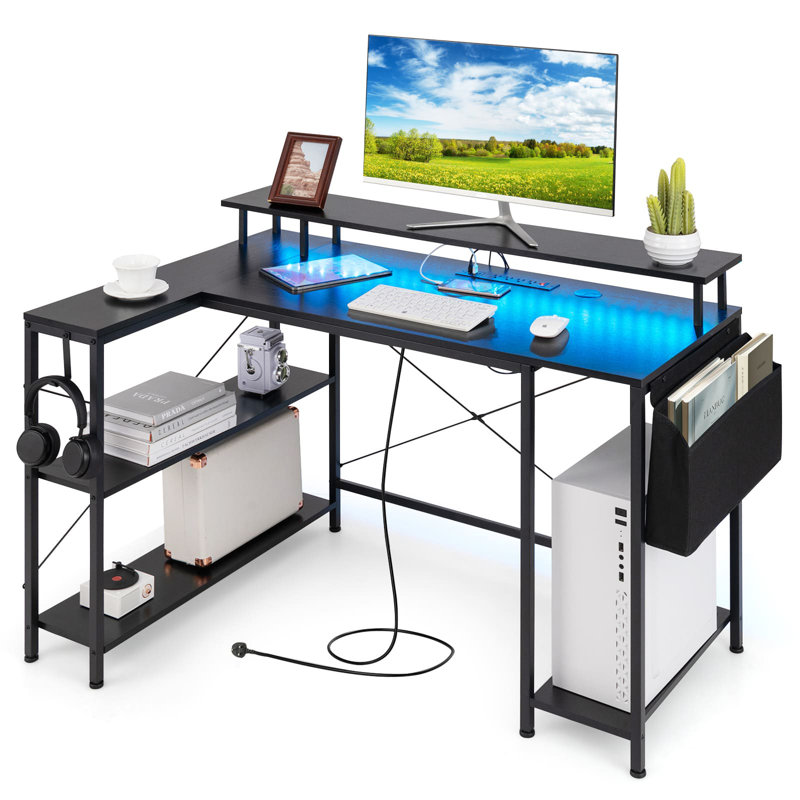 Coatbridge Modular L-Shaped Steel Computer Desk, Black