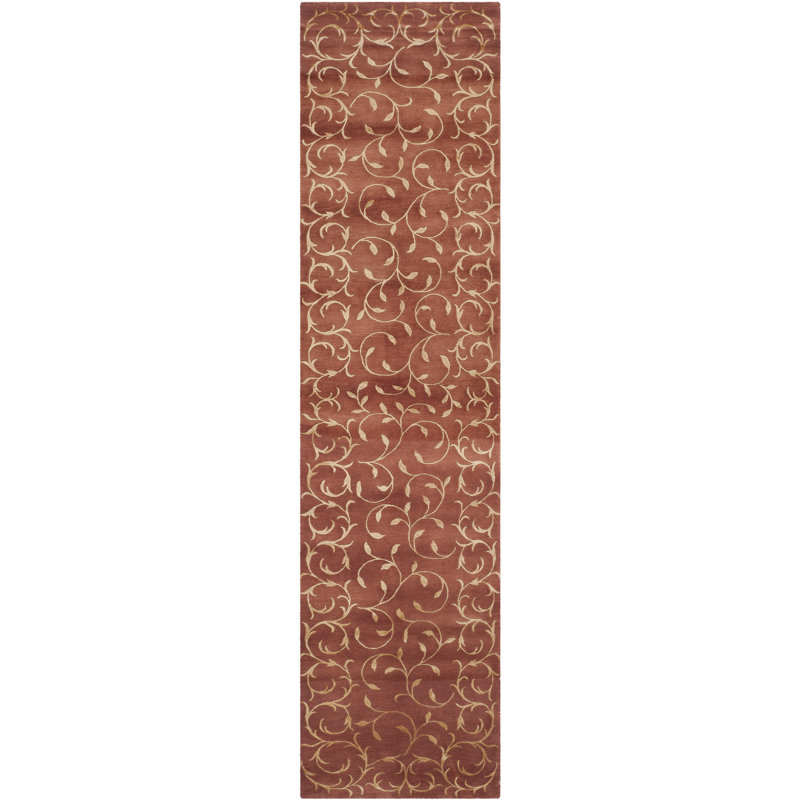 Tapis floral en soie et laine noués à la main Sabha, Tapis de couloir 2 pi 6 po x 12 pi