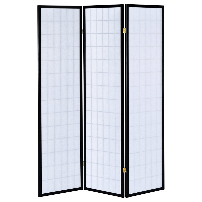 3 - Panel Folding Screen In Black Color, Using Rubberwood And White Paper, 70.05 Inches High, 52 Wide, For Functional Aesthetic Space Division Room Divider Screen, Tall, Creates Elegant Atmosphere Any