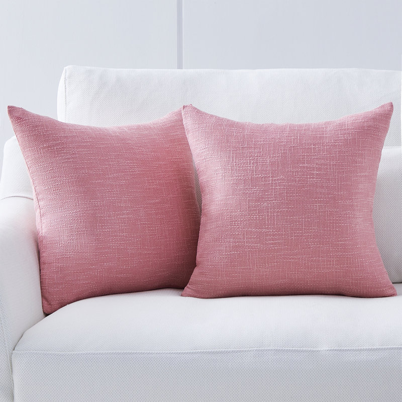 Ensemble de 2 taies d'oreiller carrées Linen Texture, 20 po x 20 po, Rose