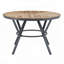 Table de salle à manger ronde avec pieds en tréteaux en métal noir