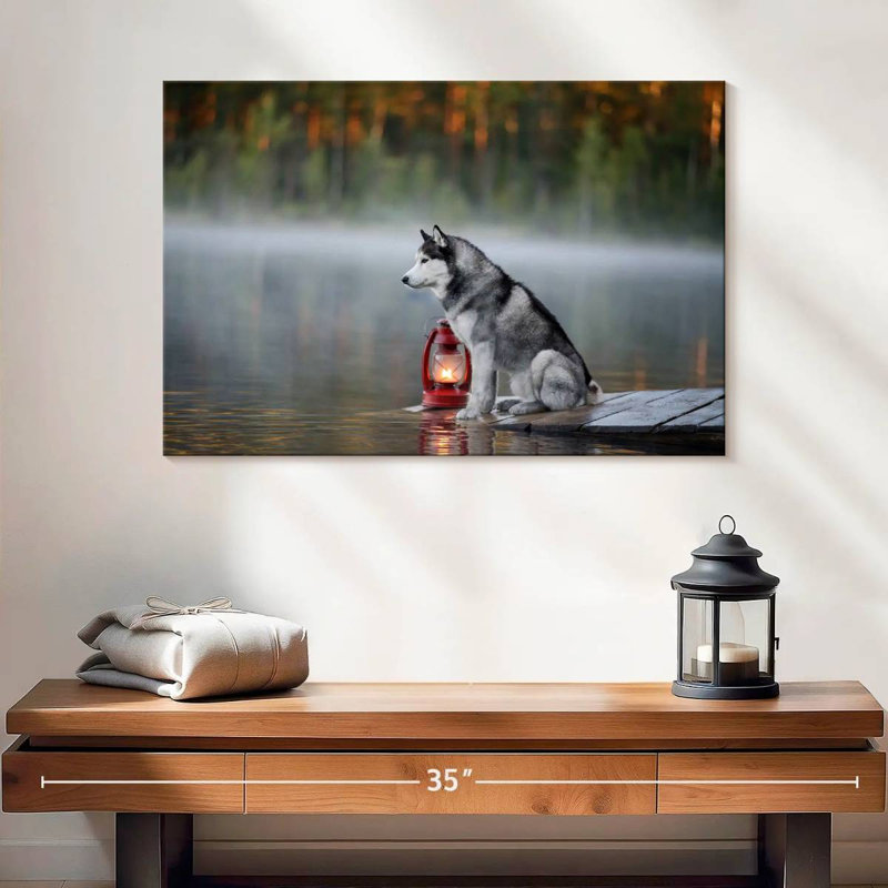 Bramky Husky sur le quai du lac, H 16 po x l 24 po