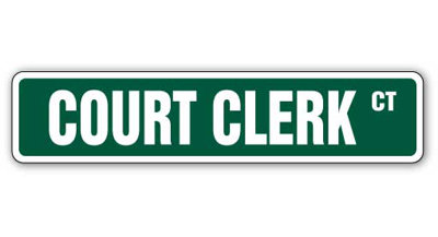 Court Clerk Street Sign Heavy Duty Plastic 4" X 18"