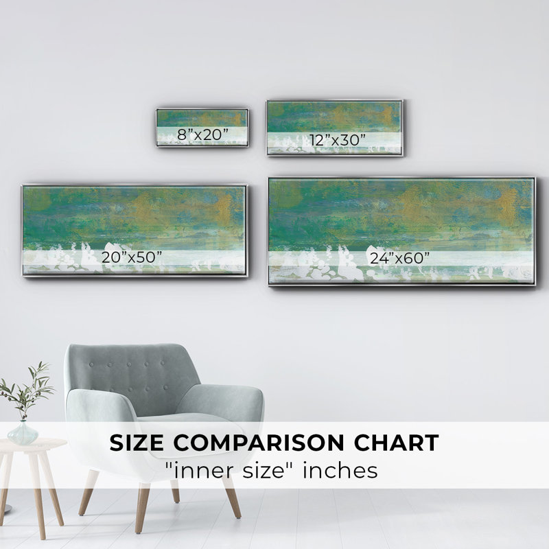 Chartreuse & Aqua II- Framed Canvas, 20" H x 50" W