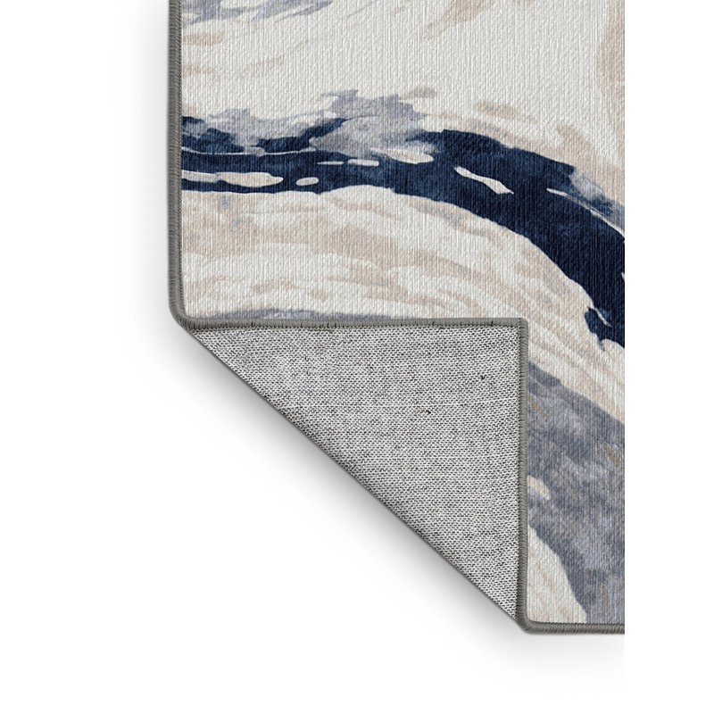 Machine Washable Gray Area Rug, Square 5'