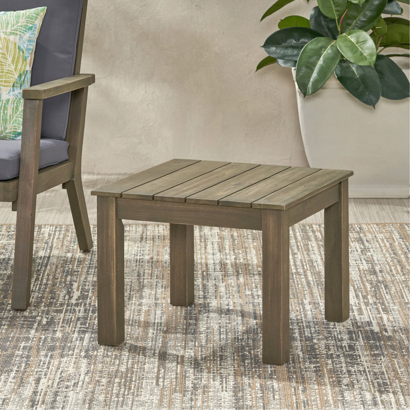 Table d'appoint en bois avec design à lattes - gris, l 19,32 po x P 19,32 po, H 15,03 po, Gris