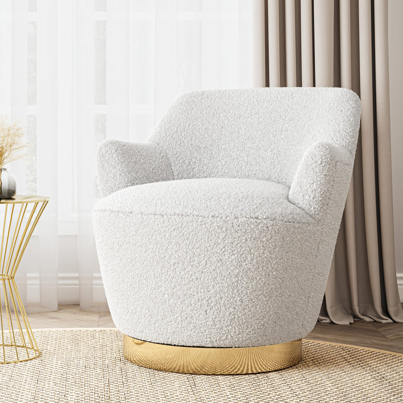 Fauteuil pivotant rembourré Corabeth, Polyester blanc