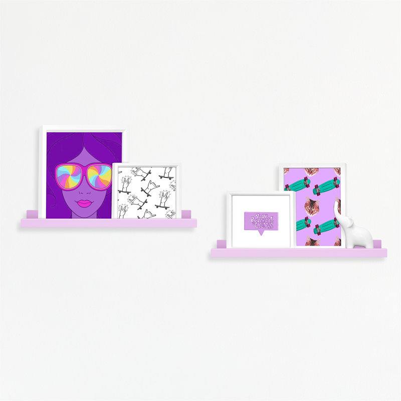 MCS Pink 23.75 Inch Painted Picture Ledge Set, Set Of 2, Lilac