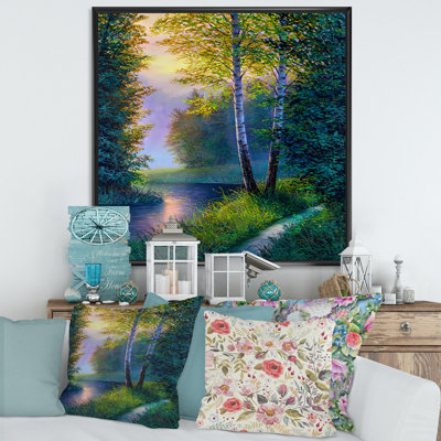 " Morning Sunlight Through The Birch Forest " Painting Print