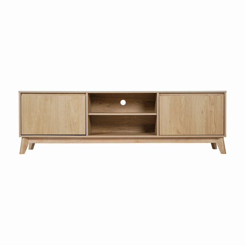 Meuble télé pour téléviseur de 60 po ou moins Amittai, Bois naturel, 71"