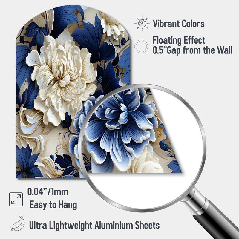 Genola - Décoration murale asymétrique en métal floral, sculpture murale en arche, H 43 po x l 33 po