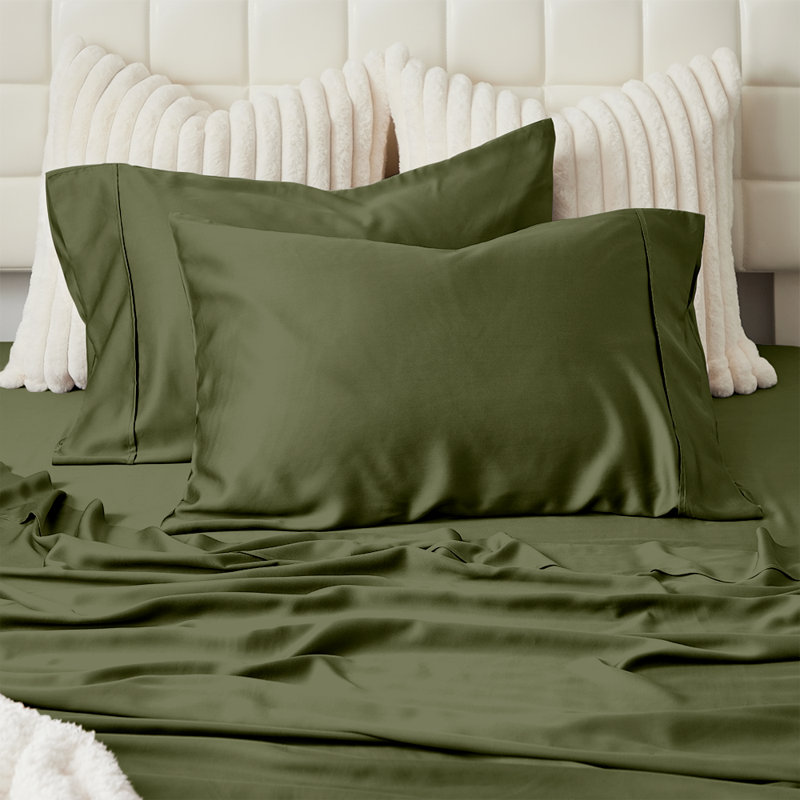 Sage Green Bamboo Rayon Queen Bed Sheet Set