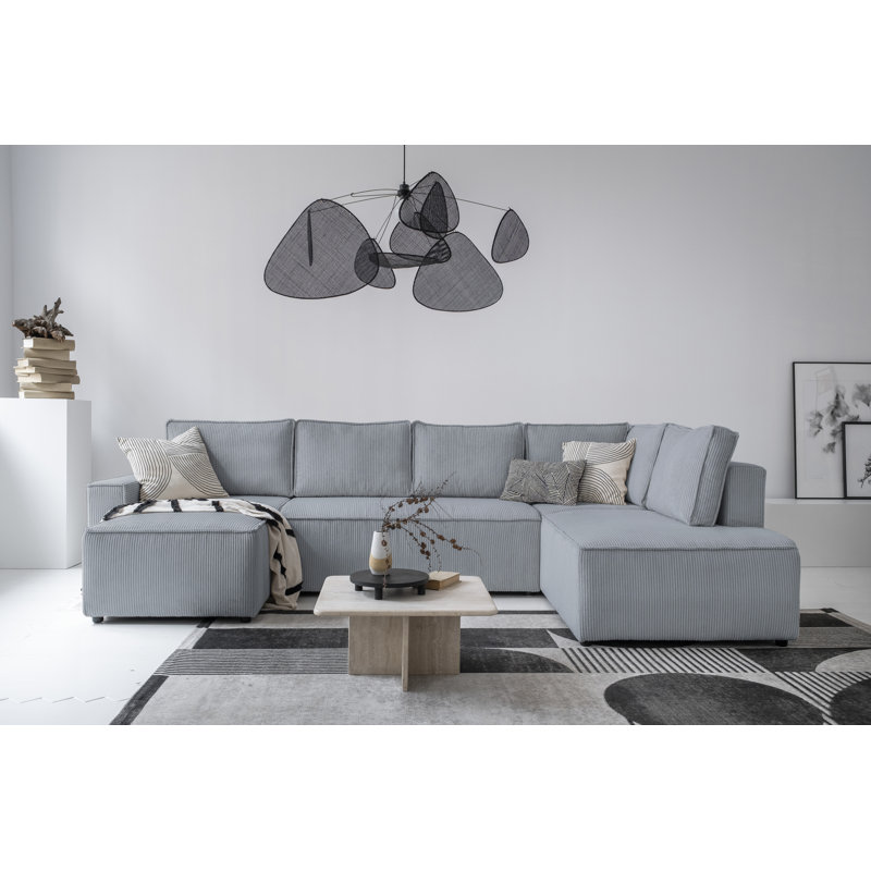 8 Seater Sofa Bed, Right Hand Facing, Light Grey