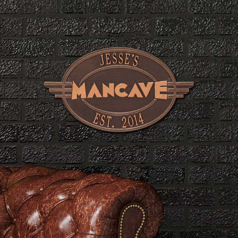 Moderno Man Cave Personalized Plaque Wall Décor, Copper, Yes