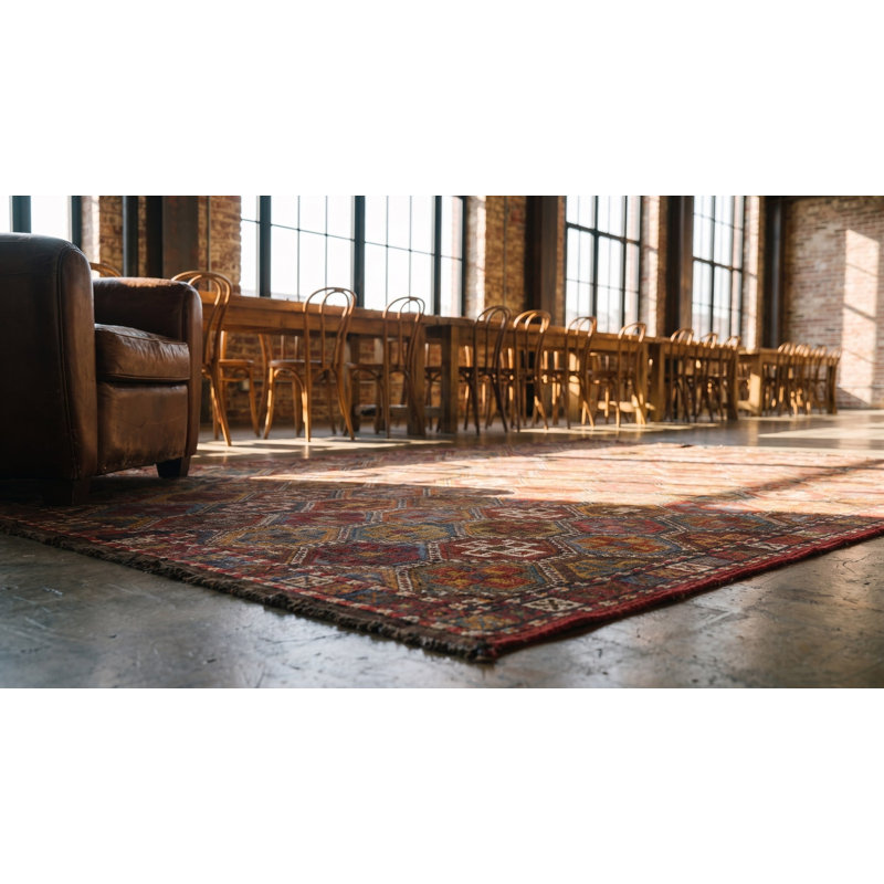 Antique Caucasian Flatweave Verneh Tribal Geometric Kilim Area Rug