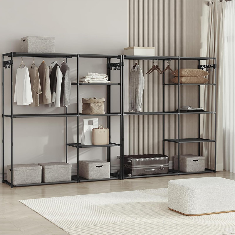 Mehaffey Metal Freestanding 8 - Hook Open Wardrobe