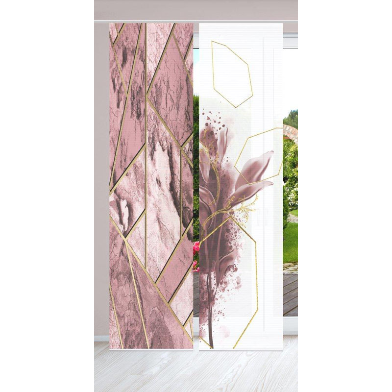 Semi Sheer Sliding Panel Pair, Antique pink and pink