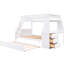 Lit simple superposé au-dessus d'un lit double avec lit gigogne, bureau intégré, blanc - Offre une chambre fonctionnelle pour un sommeil relaxant-945843901-945843902