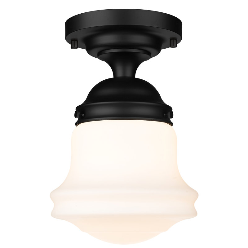 Neriah Glass Semi-Flush Mount Pendant, 15.75" H x 10.5" W, Matte Black