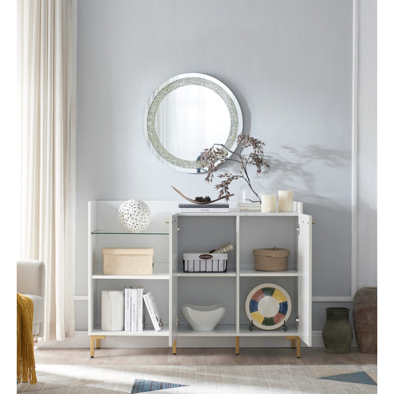 Console Lightfoot 47,72 po, Plateau blanc / base or