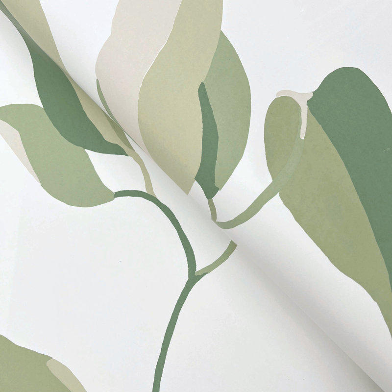 Papier peint brossé neutre et doré, Vert