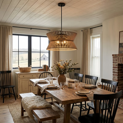 Arba 3-Light Dimmable Solid Wood Drum Chandelier