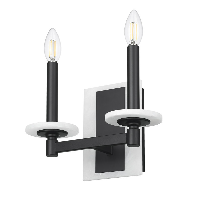 Burdine Modern Wall Sconce, 9" H x 11" W x 5.75" D, 2 Lights, Matte Black
