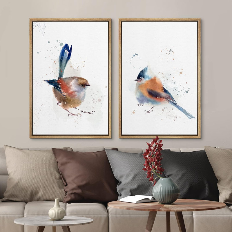 «Pastel Watercolor Explosion Country Bird», 2 pièces, Naturel, H 24 po x l 16 po