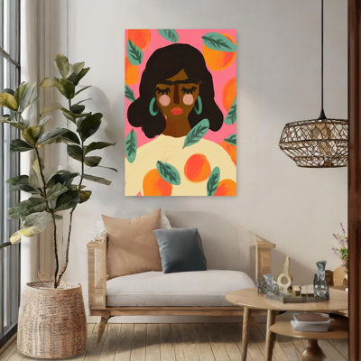 Peachy Dreams, une affiche murale contemporaine audacieuse et colorée représentant un paysage de fruits