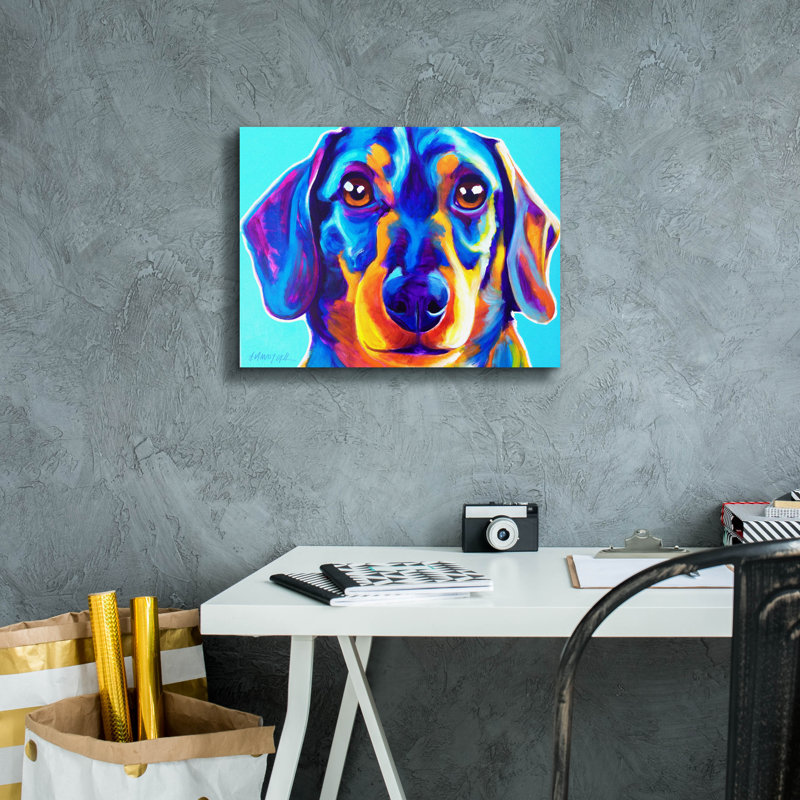 «Dachshund - Oscar» par Dawg Painter, H 12 po x l 16 po x P 0,75 po