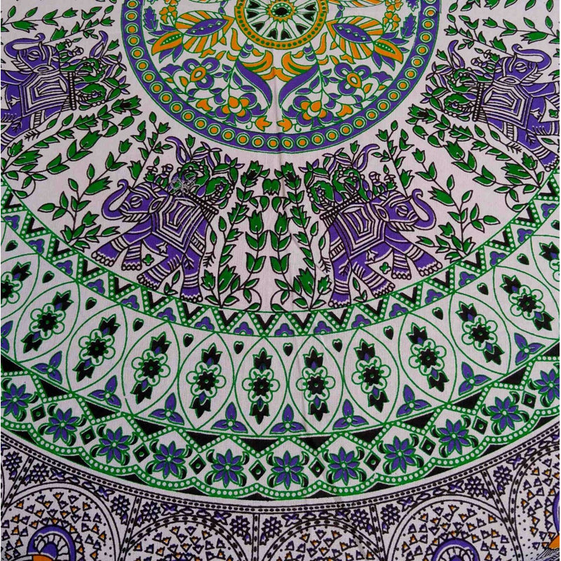 Nareg Floral 100% Cotton Round Tablecloth, Green