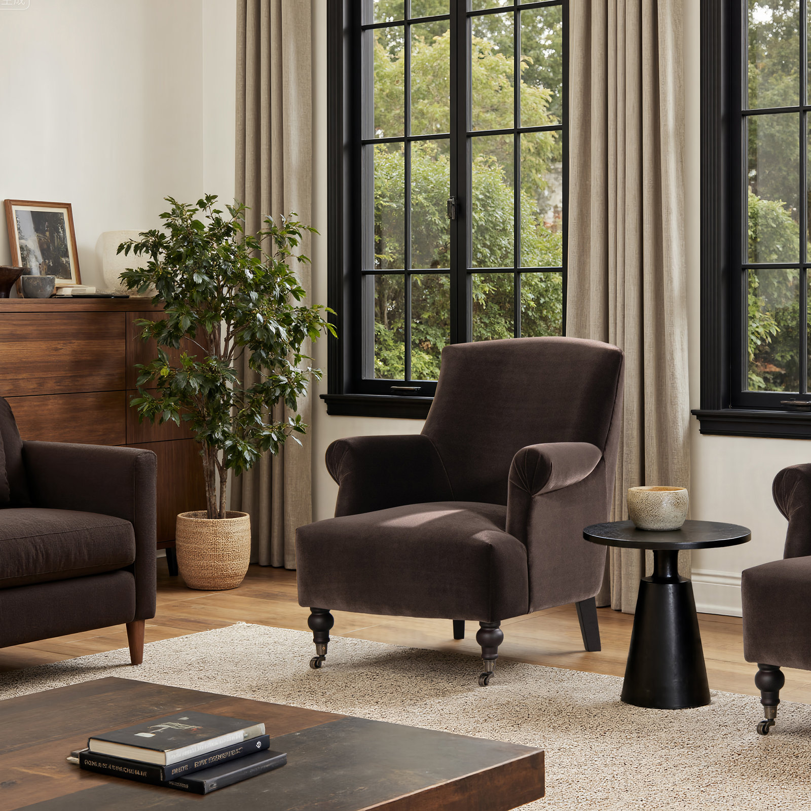 Naine Upholstered Armchair, Brown
