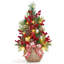 Mini arbre de Noël 24 pouces avec lumières, arbre de table artificiel pré-éclairé avec arc et boules, baies rouges