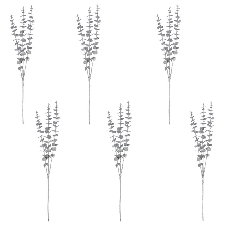 26" Artificial Glitter Eucalyptus Holiday Spray, Silver