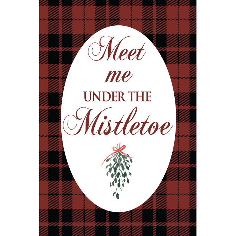 Meet Me Under The Mistletoe Black Plaid - Wrapped Canvas Print, 46cm H x 30cm W x 3.8cm D