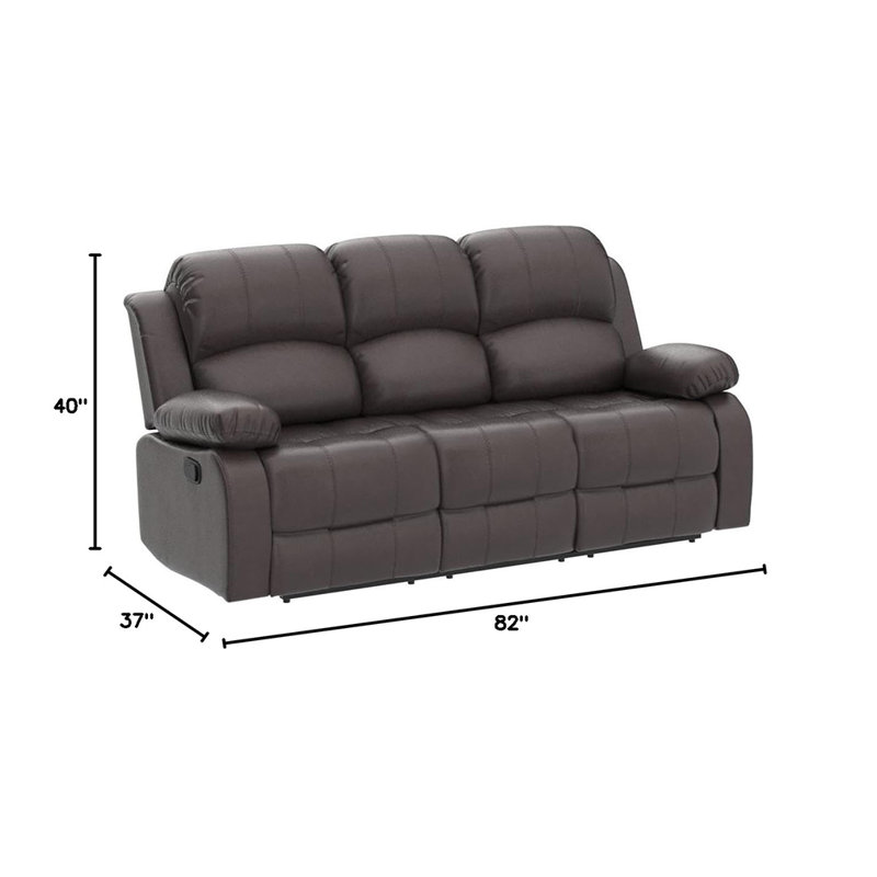 Canapé 3 places en PU et PVC, Brun