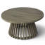Table basse d'extérieur en bois d'acacia pour le patio, table basse ronde pour la cour arrière, pelouse, balcon, finition grise-482811057