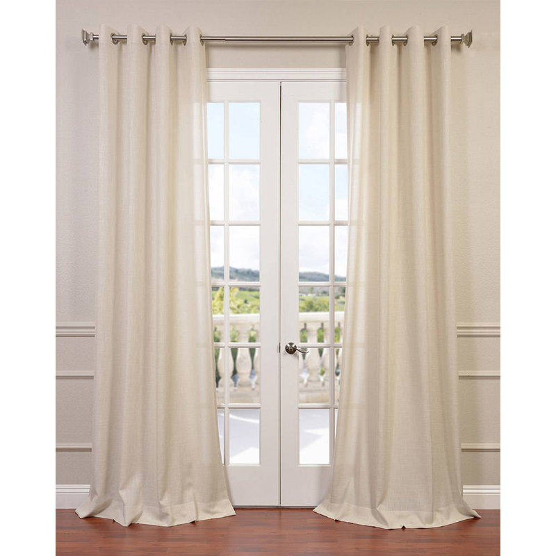 Janesville Linen Blend Semi Sheer Curtain Single Panel, 50" W x 96" L, Sand