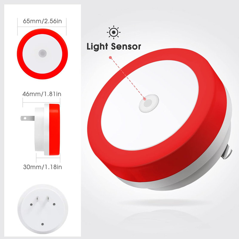 Azure Ice Night Light With Automatic Sensor And Housing, Red