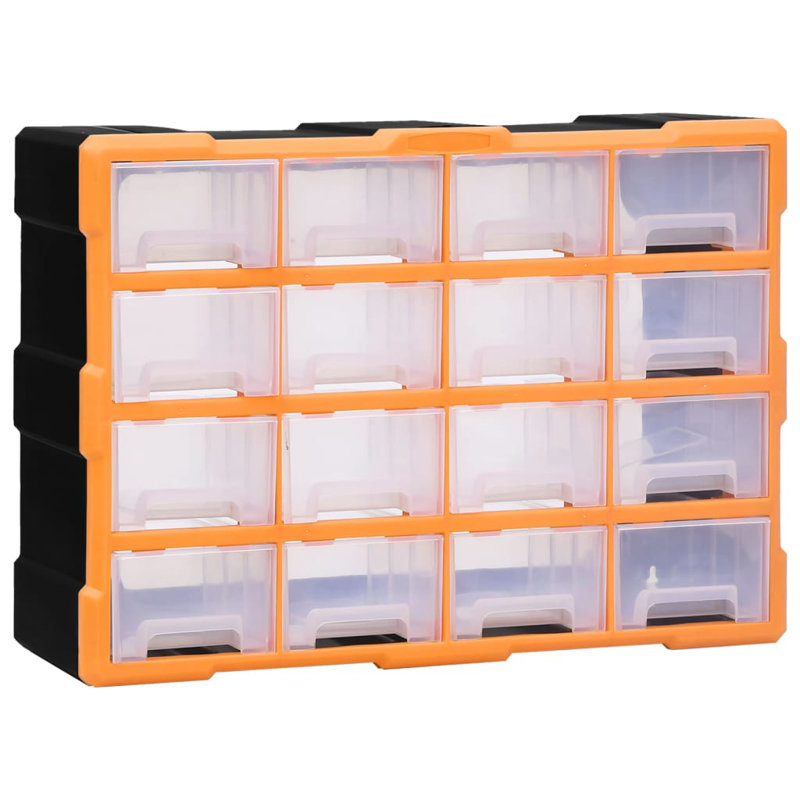 16 Drawer Storage Drawer, Orange