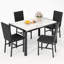 Ensemble de salle à manger 5 pièces en marbre - table compacte et 4 chaises en velours-1273386710