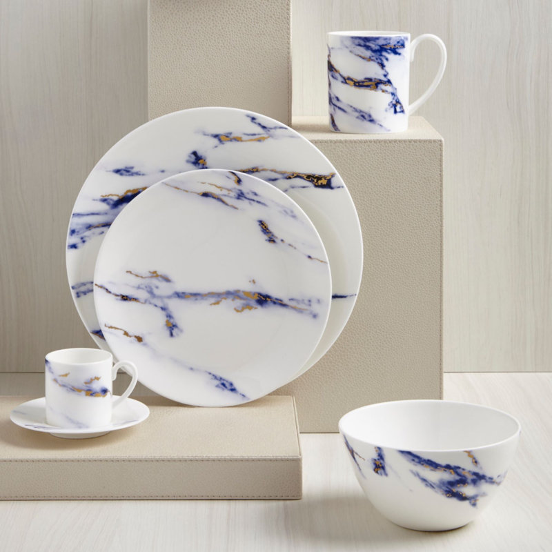 Marble Azure Bone China Dinner Plate