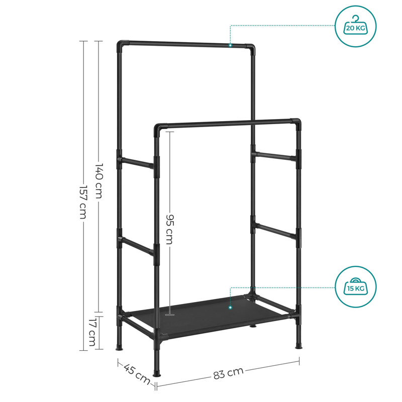 Meachum 83cm Clothing Rack, Black
