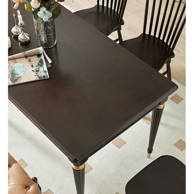 Table de salle à manger de style américain rétro, simple en bois massif noir