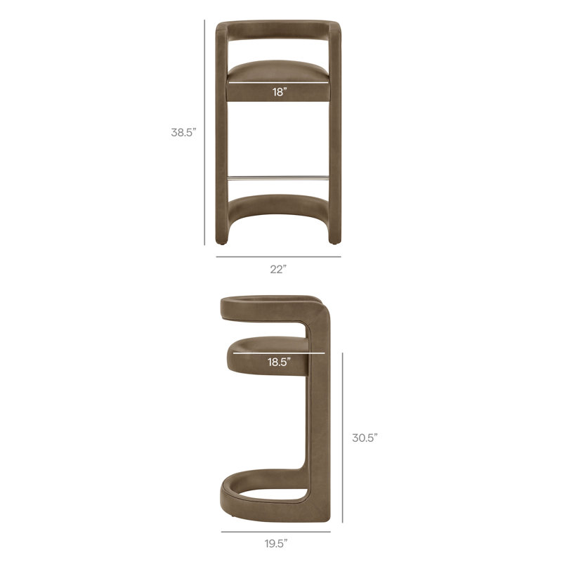 Ensemble de 2 tabourets de bar Winslow Premium en cuir végétalien, couleur champignon, Champignon