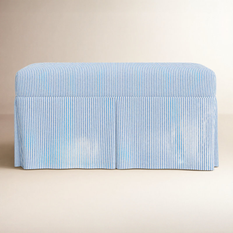 Chaplin Cotton Upholstered Storage Bench, Prep Stripe Blue