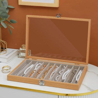 Boîte de rangement pour colliers en verre avec couvercle en verre