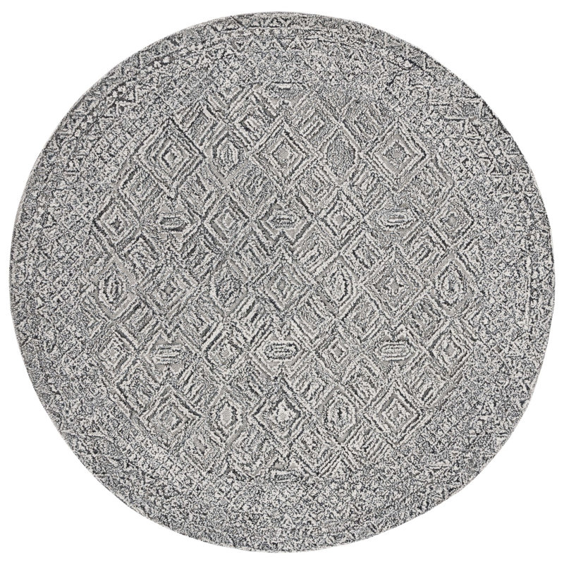 Tapis géométrique en laine / coton touffeté à la main Ginessa, Rond 6 pi